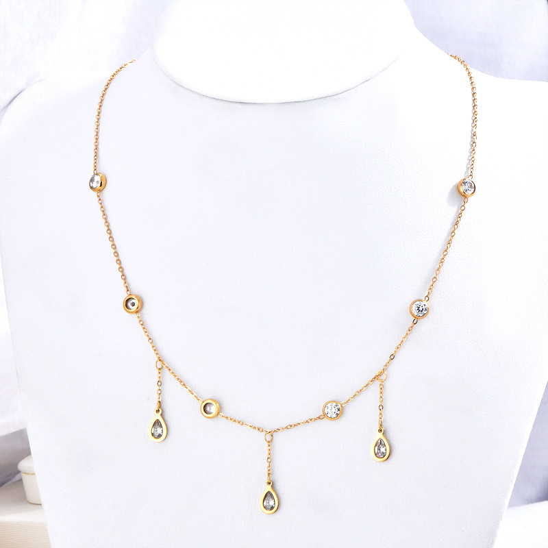 Tassel Drop Zircon Necklace