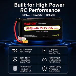 Baterai Ultra High Discharge 5700mAh 22.2V 70C 6S dengan Colokan Khusus untuk Drone FPV Freestyle - Product Image 2