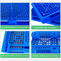 Palette en plastique robuste, palette en plastique industrielle Euro, palette à grille, entrée 4 directions, 3 pieds, empilable, surface plane hygiénique pour entrepôt