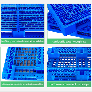 Palette en plastique robuste, palette en plastique industrielle <span class=keywords><strong>Euro</strong></span>, palette à grille, entrée 4 directions, 3 pieds, empilable, surface plane hygiénique pour entrepôt - Product Image 2