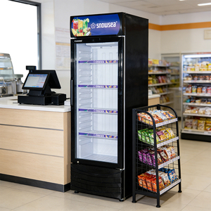 <span class=keywords><strong>Vitrine</strong></span> réfrigérée de supermarché à quatre faces vitrées pour boissons et en-cas, présentoir commercial réfrigéré - Product Image 1