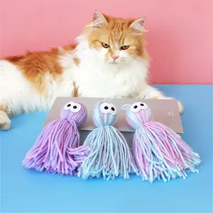 Octopus Yarn Ball Pet Cat Toy Ball Can Hang Teaser Stick Interactive Kitten Bite-resistant Chewing Toy for Cats