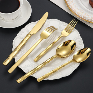 Diamond Shape 304 Stainless Steel Western Cutlery Set Knife <b>Fork</b> Spoon Dishwasher Safe For Hotel Catering Steak Dinner - Product Image 2