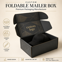 Boîte cadeau Gotop écologique noire mate avec couvercle à motifs géométriques et impression LUXE or métallisé pour ensemble de casquettes de baseball