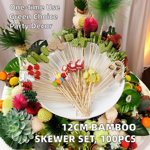 Bộ 100 dĩa trái cây dùng một lần 12cm xiên que tre tự nhiên và đồ trang trí bánh sandwich làm bằng kim loại - Product Image 5