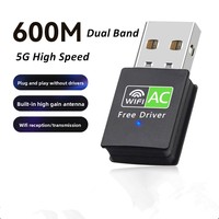 Controlador gratuito 650M Wi-Fi Dongle tarjeta adaptadora tarjeta de red inalámbrica portátil 650Mbps WiFi receptor transmisor para PC portátil