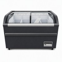 Refrigerador bajo mostrador con tapa de vidrio curvo, vidrio Low-E, verificado por SGS, 15 años de experiencia de fábrica, embalaje de espuma, R290, luz LED, comercial
