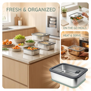 Airtight Stainless Steel Food <b>Storage</b> Soft Silicone Lid Leakproof <b>Kitchen</b> Fresh Keeping <b>Box</b> 160ml 650ml 1300ml for Home Use - Product Image 6