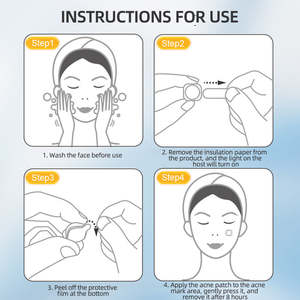 Patch anti-acné électrique LED SHOmfrs, thérapie par lumière rouge et bleue, patch anti-boutons pour l'élimination des imperfections, matériau plastique, appareil de soin de la peau personnalisé - Product Image 6