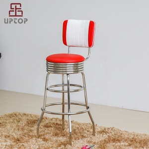 Tabouret <span class=keywords><strong>de</strong></span> <span class=keywords><strong>bar</strong></span> <span class=keywords><strong>de</strong></span> style américain des années 1950, rouge et blanc - Product Image 2