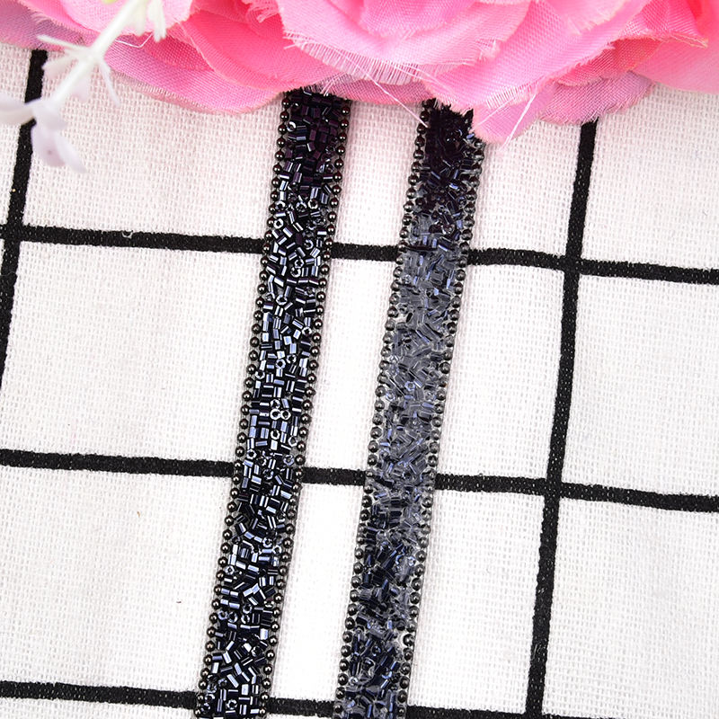 1cm de ancho cuentas de tubo azul + Cadena de cuentas redondas en ambos lados