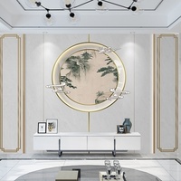 Blau-Orange Farbverlauf Bergwand-Panel Maßgefertigte Vertikale Lattenwand-Platte Luxuriöser Wohnzimmer-TV-Hintergrund für Zuhause und Apartment