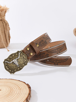 Ceinture en jean polyvalente pour jeunes avec boucle en alliage tête de taureau western et impression par transfert thermique – Grande vente pour l'UE, les États-Unis et l'Asie du Sud-Est