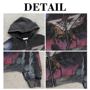 Custom Streetwear Clothing Manufacturer Cropped Vintage Distressed Stone Acid Washed Graphic Dtg Print Drop Shoulder Hoodie - Product Image 6