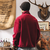 Blouson Bomber Homme Rétro Américain en Polaire Épaisse Réversible Enduite, Hiver, Décontracté, Streetwear, Marque Tendance, Doublure Chaude, Motif Cœur