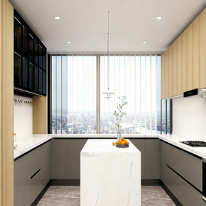 Système d'armoires de cuisine sur mesure avec des matériaux de qualité supérieure, <span class=keywords><strong>action</strong></span> de <span class=keywords><strong>tiroir</strong></span> fluide, disposition modulaire et style élégant en <span class=keywords><strong>bois</strong></span> grainé - Product Image 1