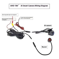 Caméra de recul AHD intelligente à vision nocturne HD avec surveillance IA grand angle 180 degrés et avertissement sonore et lumineux par radar