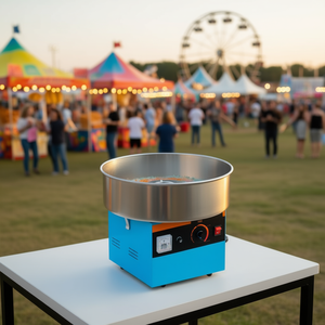 Máquina de Algodón de Azúcar Comercial Eléctrica de Acero Inoxidable Azul, 10-18 L, con Enchufe, para Uso en Panadería - Product Image 2