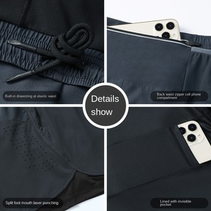 Pantalones Deportivos de Correr para <span class=keywords><strong>Hombre</strong></span> con Riñonera, de Doble Capa, Secado Rápido, 100% Nailon, para <span class=keywords><strong>Atletismo</strong></span> y Campo de Pruebas - Product Image 2