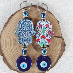 Portachiavi con Ciondolo Occhio Turco e Mano di Fatima in Lega di Zinco - Decorazione per Borsa/Auto/Casa - Product Image 6