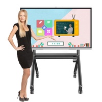 Tableau interactif intelligent avec écran tactile LED, projecteur de sol, panneau de tableau noir, système Android I7