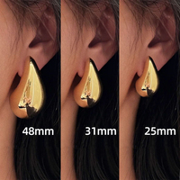Boucles d'oreilles hypoallergéniques en forme de goutte d'eau pour femmes, imitations de boucles d'oreilles créoles épaisses dorées, bijoux fantaisie pendantes pour femmes