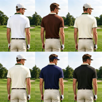 Kaos Polo Golf Pria Premium OEM Bordir Logo Kustom Poliester Warna Kontras Lengan Pendek Piping Kontras Seragam Klub Pro