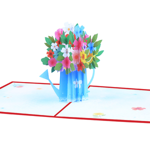 <span class=keywords><strong>Carte</strong></span> de vœux 3D écologique et recyclable en forme d'arrosage, faite à la main, avec vernis brillant, thème jardin fleuri, en papier, vente en gros - Product Image 1