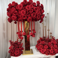 IFG Vente flash Centre de table en forme de rose rouge de 100 cm de diamètre pour la décoration de table de mariage