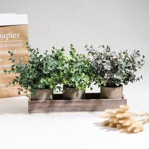 Plantas Artificiales de Eucalipto en Maceta, Pequeñas Plantas Verdes de Eucalipto de Plástico, Plantas Auxiliares en Macetas, Plantas Artificiales para Decoración - Product Image 1