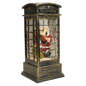 Decorazione Natalizia da Tavolo, Cabina Telefonica di Babbo Natale con Lanterna, <span class=keywords><strong>Globo</strong></span> di Neve Natalizio Pre-Illuminato a LED con Acqua Rotante e Glitter - Product Image 2
