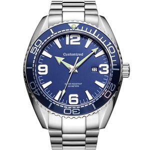 Montres pour hommes avec logo personnalisé OEM, super lumineuses, grand cadran, étanches à 100 m, cristal saphir, acier inoxydable, mécaniques - Product Image 1