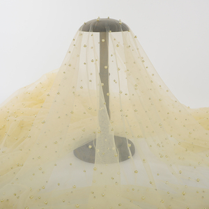 Sang Trọng Đính Cườm Ngọc Trai Lưới Vải Tuyn Pháp Căng Nylon <span class=keywords><strong>Net</strong></span> Vải Trọng Lượng Nhẹ Rhinestone Thêu Đà Điểu Lông Bao Bì Phù Hợp Với - Product Image 4