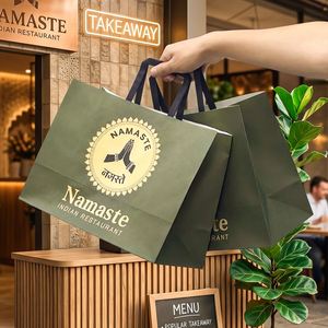 ถุงกระดาษคราฟท์สำหรับร้านอาหารไทยแบบนำกลับบ้าน พิมพ์โลโก้ของคุณเองได้ เป็นมิตรกับสิ่งแวดล้อม รีไซเคิลได้ ย่อยสลายได้ทางชีวภาพ - Product Image 5