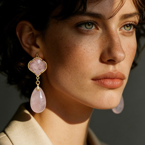 Boucles d'oreilles pendantes style vintage en pierre naturelle, forme goutte d'eau, serti clos, en alliage de zinc, cadeau, mode - Product Image 4