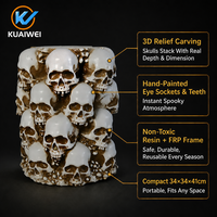 Figurine en résine 3D imperméable en forme de pilier de crâne empilé, décoration d'horreur d'Halloween, colonne squelette gothique, marque KW pour maison hantée