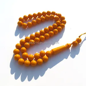 Produto de miçangas de oração, resina amarela cor âmbar tesbih islâmico religioso produto de meditação oração rosário subha misbaha