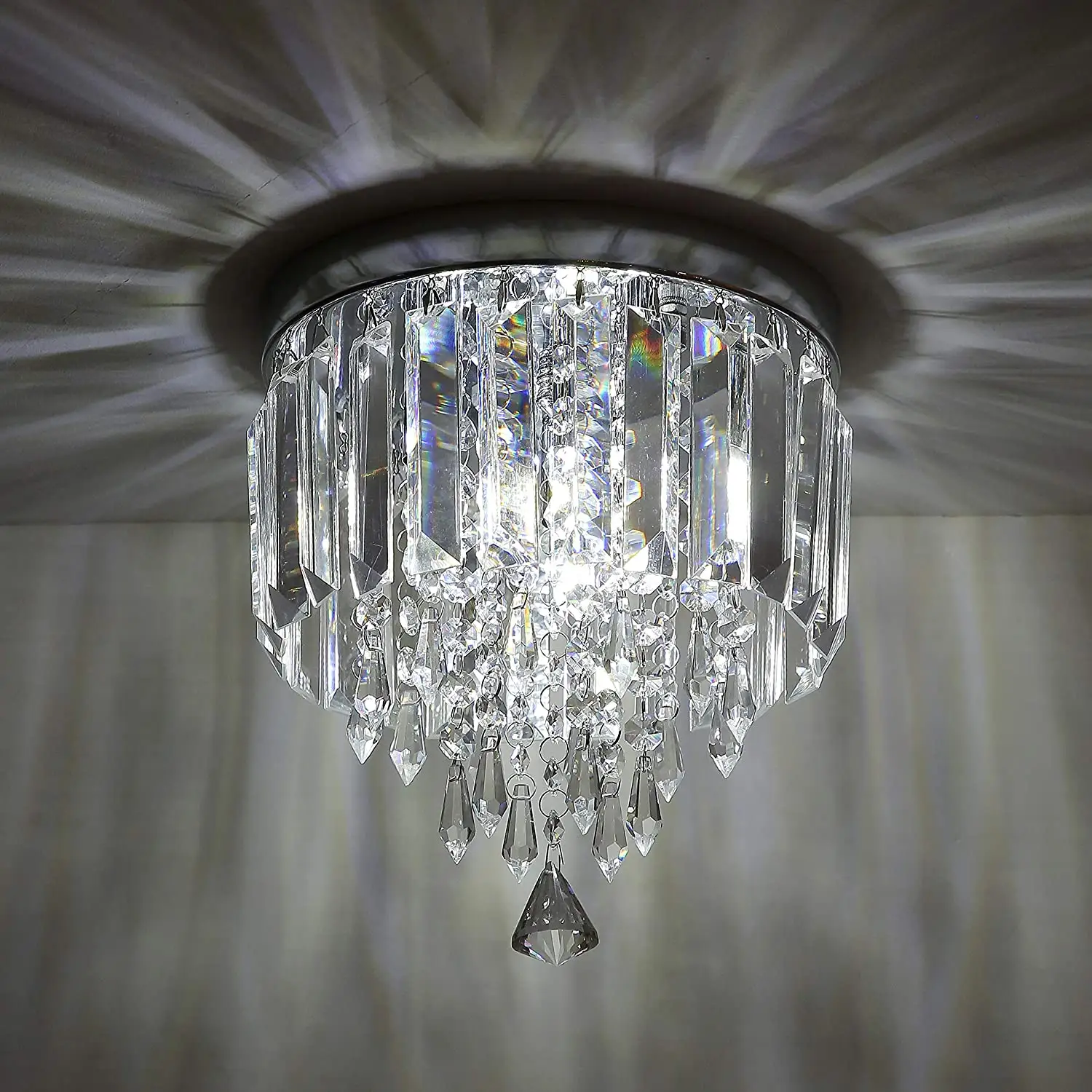 Mini Crystal Chandelier Flush Mount Ceiling Light for Bedroom Hallway Bar Kitchen Bathroom Pendant Lamps