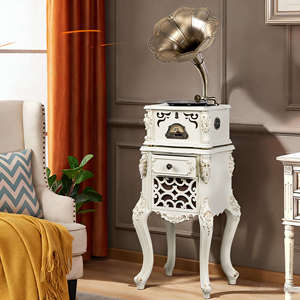 Mueble de Radio Tallado Ornamentado de Pie para el Hogar, con Tocadiscos de 3 Velocidades, Receptor BT Inalámbrico, Estilo Mueble Antiguo, Sistema de Audio - Product Image 5