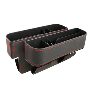 Caja de almacenamiento de consola central organizadora de coche de cuero PU duradera con soporte para teléfono y taza de relleno de espacio lateral - Product Image 1