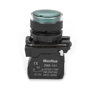 Manhua XB5-AW33 Green Indicator Knob Switch Pilot Light Head Self Locking Reset Selector Push Button Switched Spring Return