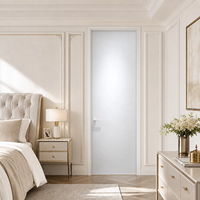 Porte battante minimaliste insonorisée et résistante à l'eau en verre trempé, cadre étroit en alliage d'aluminium, pour intérieur, chambre et salle de bain