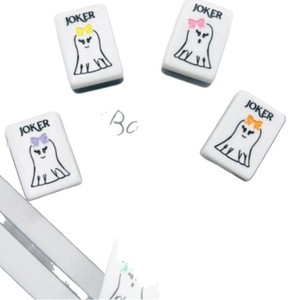 Nouvelles tuiles de mahjong américaines en acrylique double couche noir et blanc, thème fantôme d'Halloween - Product Image 3