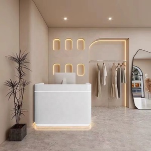 Modern <b>Small</b> Marble Metal Cash Register Beauty Salon bar Reception <b>Desk</b> Custom Color Front <b>Desk</b> - Product Image 3