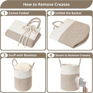 60L Lớn Dệt Thân Thiện Với Môi Có Thể Gập Lại Giặt Giỏ Hản 100% Cotton Tự Nhiên Sợi Dây Thừng Dệt Tay Bền Lưu Trữ Cho Phòng Bé - Product Image 5