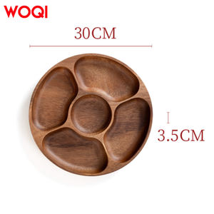 WOQI moderno rotondo vassoio da portata in legno all'ingrosso vano in legno piatto sostenibile diviso in legno antipasto e piatto da Dessert - Product Image 4