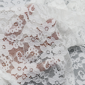 150cm Width <strong>Soft</strong> White <strong>Lace</strong> <strong>Fabric</strong> 90% Nylon 10% Spandex for Sportswear/Lingerie 15cm Pattern Height - Product Image 4