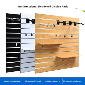 Khe cắm Board <span class=keywords><strong>Rack</strong></span> hiển thị hiện đại Thiết kế đơn giản gỗ treo tường đồ trang sức treo slatwall Bảng điều chỉnh giá cho các cửa hàng - Product Image 4