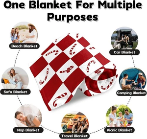 ผ้าห่มถักลายลูกกวาดไม้เท้าสำหรับตกแต่งบ้านและเดินทางไอเดียของขวัญซานต้าลับ - Product Image 3