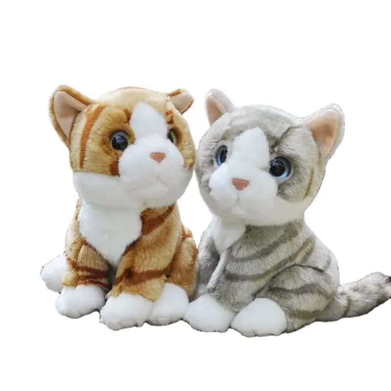 Индивидуальная миниатюрная Реалистичная полосатая кошка, плюшевые игрушки, мягкие милые большие Коты, Реалистичная шотландская складка, мягкая игрушка-Зверюшка